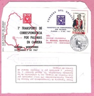 Uruguay 1967, st.Florida, ptaki, gołębie, Poczta Gołębia