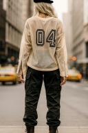 H-4 h4 black style design bluzka siatka zamki s m l oversize beżowa