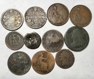 zestaw monet brąz XVIII XIX XX wiek każda inna 11 szt.