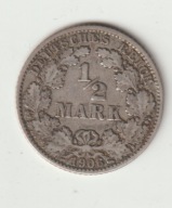 Niemcy-Cesarstwo 1/2 marki 1906 J