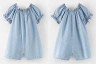 ZARA kombinezon jeansowy z bufiastymi rękawami