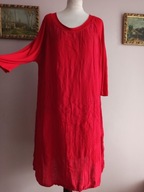 milieu długa TUNIKA swobodna z lnem 40