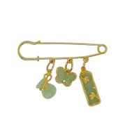 Broszka z chińską sakwą, motylem i bambusem