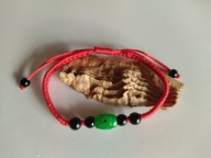 Bransoletka na sznurku - zielony jadeit i onyks