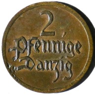 Wolne Miasto Gdańsk. 2 fenigi pfennige 1926