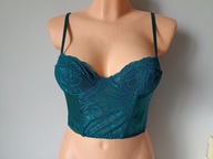 Śliczna markowa bielizna Urban Outfitters XS-TP szmaragdowy gorsetowy