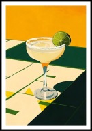 A2 PLAKAT DO KUCHNI JADALNI RESTAURACJI KIELISZEK ŻÓŁTY DRINK LIMONKA