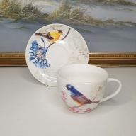 Duża filiżanka ze spodkiem ptaki | Waterside Fine China | 300 ml