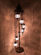 Zestaw 7 lamp podłogowych, mozaika, ręcznie robiona lampa turecka