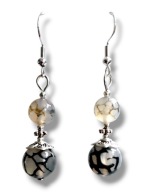 AW25 Kolczyki kamienie AGAT WĘŻOWY