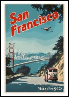 A2 KOLOROWY PLAKAT OBRAZ SAN FRANCISCO USA GOLDEN GATE BRIDGE VINTAGE RETRO