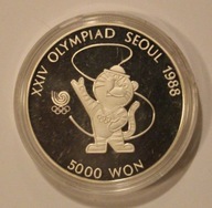 KOREA - 5000 WON 1986 KOREA - XXIV OLIMPIADA SEUL 1988 - IGRZYSKA, SREBRO