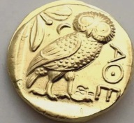 Moneta kolekcjonerska Grecja złota Sowa Ateny tetradrahma