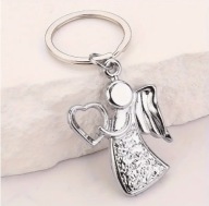 Anioł Brelok do kluczy metalowy Aniołek z sercem