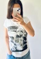 t-shirt biały nadruk napis print Paris babytee graficzny top bawełna y2k