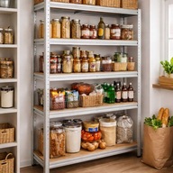 REGAŁ REGULOWANY MAGAZYNOWY METALOWY MOCNY SOLIDNY DO GARAŻU SPIŻARNI