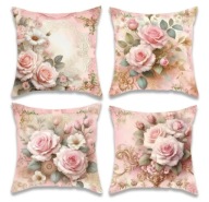 Poszewka na Poduszkę 40x40 Różowe Kwiaty Dekoracyjne