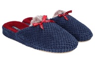 AMERICAN CLUB SL13 CIEPŁE ELEGANCKIE PANTOFLE KAPCIE DAMSKIE NAVY 37