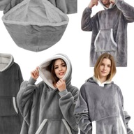 CIEPŁA BLUZA KOCOBLUZA XXL KOC OVERSIZE 2w1 GRUBA DŁUGA FUTRZAK Z KAPTUREM