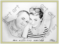 Karykatury ze zdjęcia A4 na rocznicę ślubu ręcznie rysowana ołówkiem