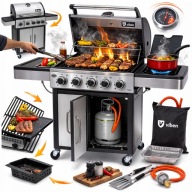 GRILL GAZOWY Z RUSZTEM ŻELIWNY NIERDZEWNY OGRODOWY PALNIK BOCZNY 4+1 OGRÓD