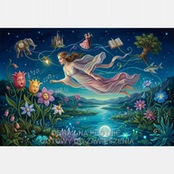 Sen fantazja unoszenie niebo tajemnica kobieta obraz na płótnie 58x85 baśń