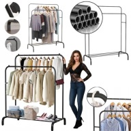 WIESZAK NA UBRANIA CIUCHY STOJĄCY METALOWY CZARNY DUŻY LOFT PODWÓJNY