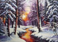 ZIMA - PEJZAŻ - 70x50 - OBRAZ OLEJNY - T.KACHELSKI