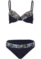 23984 STRÓJ KĄPIELOWY BIKINI 2 CZ. GRANATOWE kolorowe wstawki 40 (80) B