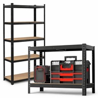 Metalowy regał magazynowy czarny 2w1 180x90x40cm 875kg SOLIDNY