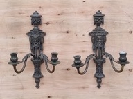 ŚWIECZNIK, KLINKIET MOSIĘŻNY VINTAGE RETRO, komplet 2 szt.