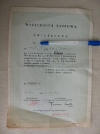 KRAKÓW WSZECHNICA RADIOWA ŚWIADECTWO 1952 RADIO