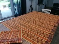 TKANY WEŁN. KILIM+KAPA NA FOTEL SIEDZISKO ART-DECO LIŚCIE 140x185 i 44x130