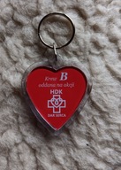 brelok z sercem honorowego dawcy krwi grupy B