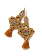 KOLCZYKI SUTASZ BOHO chwost lawenda hand made 100%