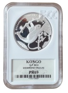 10 FRANC 2010 KONGO LEMUR POSREBRZANA PROOF GCN PR69 L