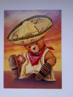 Miś w kapeluszu sombrero - angielska pocztówka