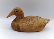 Kaczka ręcznie wykonana z liści kukurydzy - vintage - kolekcjonerska 16cm