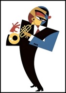 A2 OBRAZ PLAKAT MUZYCZNY MUZYKA MUSIC PLAKAT TRĘBACZ TRĄBKA KARYKATURA