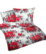 Pościel kora lux 160x220 + 2x70x80 zamek K 418 Czerwone maki w kwadracie