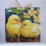 Robótkownia Kafelek obrazek 15x15 Ptak ptaki Kury kurczaki dwa