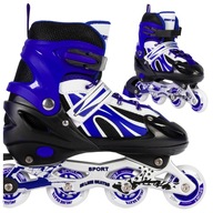 ROLKI REGULOWANE DLA CHŁOPCA 30-33 NIEBIESKO-CZARNE HAMULEC ŚWIECĄCE KOŁKA