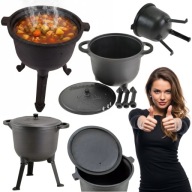 KOCIOŁEK ŻELIWNY MYŚLIWSKI 8L NA OGNISKO TRÓJNÓG DO ZUPY