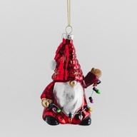 Bombka szklana krasnal krasnoludek gnom czerwona home&you z lampkami laska