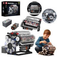 KLOCKI KONSTRUKCYJNE DLA DZIECI EDUKACYJNE SILNIK V8 ZESTAW TECHNIC PREZENT