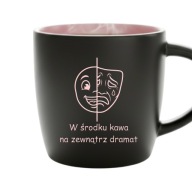 W Środku Kawa Na Zewnątrz Dramat Kubek Czarny Mat Różowe Wnętrze