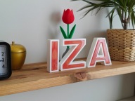 IZA - napis, IMIE 3D, litery z żywicą perłową, prezent, dekoracja