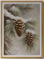 A2 PLAKAT OBRAZ, PLAKAT SZYSZKI SZYSZKA ŚWIERK ZIMA ŚNIEG
