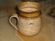 DUŻY KUBEK KUFEL SZKLIWIONY RĘCZNIE WYKONANY