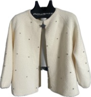 Bolerko narzutka alpaka z cyrkoniami - ecru